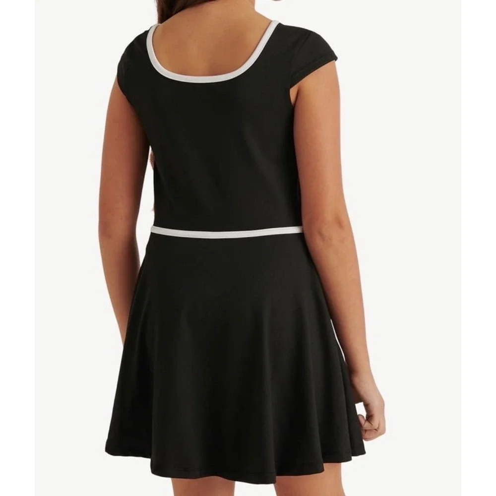 Justice Dress Girls L 12/14 Black White Sporty Active Built-in Shorts Pocket NEW
